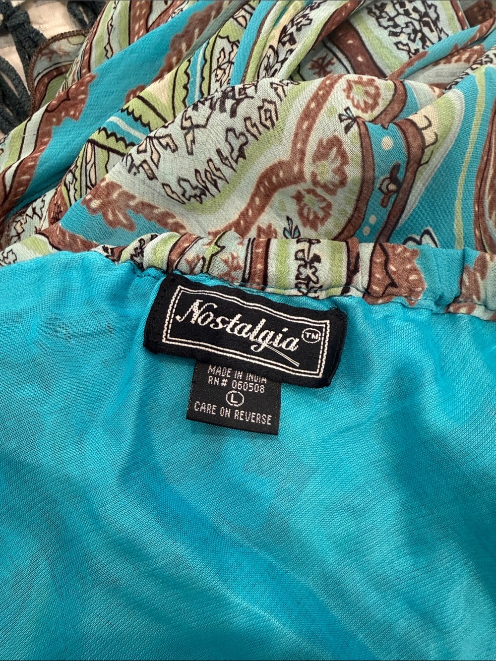 Nostalgia Teal Paisley Asymmetrical Maxi Skirt - Picture 5 of 5